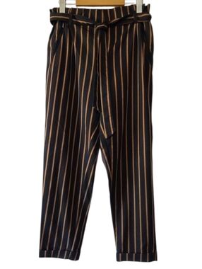 Zara Trafaluc Striped Paperbag Waist Pants Women’s Medium Cropped Ankle
